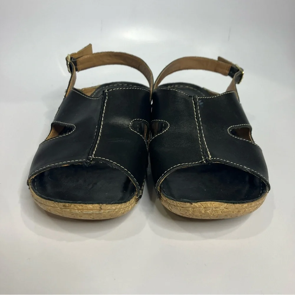 Lasocki black leather sandals women’s size 39 boho classy‎ cottagecore